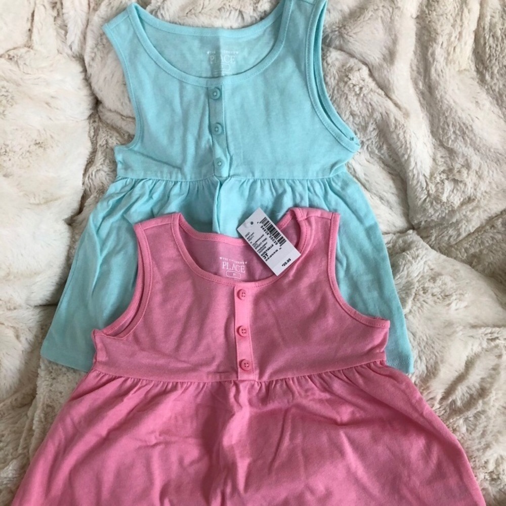 🌻 The Children’s Place Girl’s Blue & Pink 2pc sleeveless shirts Set
